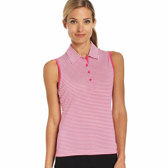 EP Pro Tops - EP Pro Golf Sleeveless Striped Golf Polo